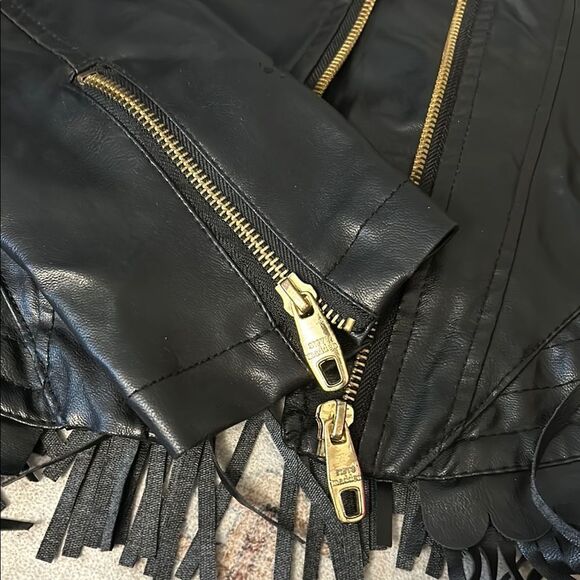 Steve madden faux leather motorcycle Fringe jacket - Picture 5 of 12